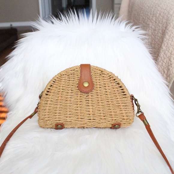 SHEIN Handbags - SHEIN semicircular straw crossbody bag